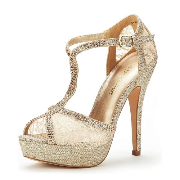 DREAM PAIRS Women's Heeled Sandals: 5'' Stiletto, Rhinestone Pumps, SZ 7.5 Shoes - Picture 1 of 9